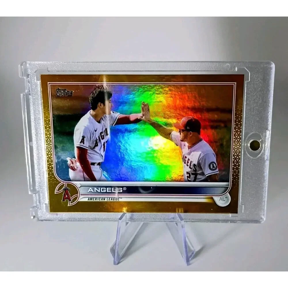 Shohei Ohtani & Mike Trout #159 Topps Angels American League Gold REFRACTOR 2022